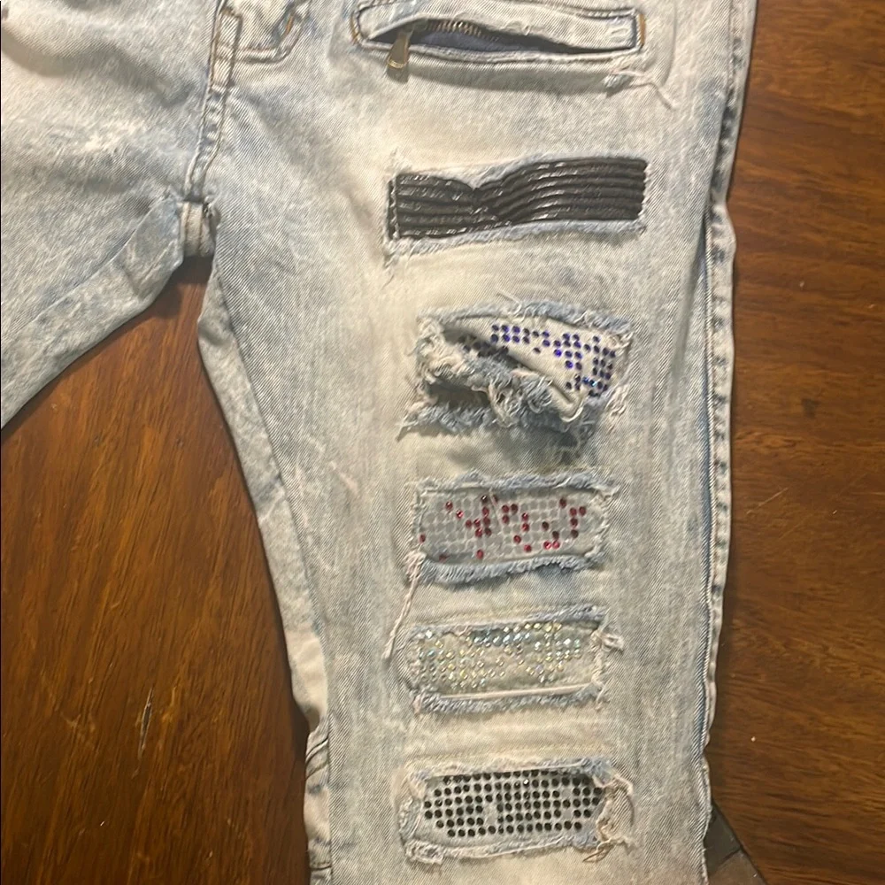 Focus Men’s Splattered, Distressed Jeans. Color Gray, Size 36W 32L. Retail $100.